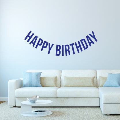 Vinyl Wall Art Decals - Happy Birthday - 16" x 45" - Best Wishes Celebrate Home Work Place Stencil Adhesives - Fun Happy Decal for Office Living Room Bedroom Dorm Room Decor