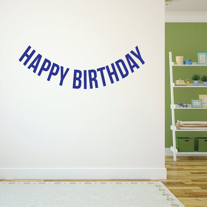 Vinyl Wall Art Decals - Happy Birthday - 16" x 45" - Best Wishes Celebrate Home Work Place Stencil Adhesives - Fun Happy Decal for Office Living Room Bedroom Dorm Room Decor