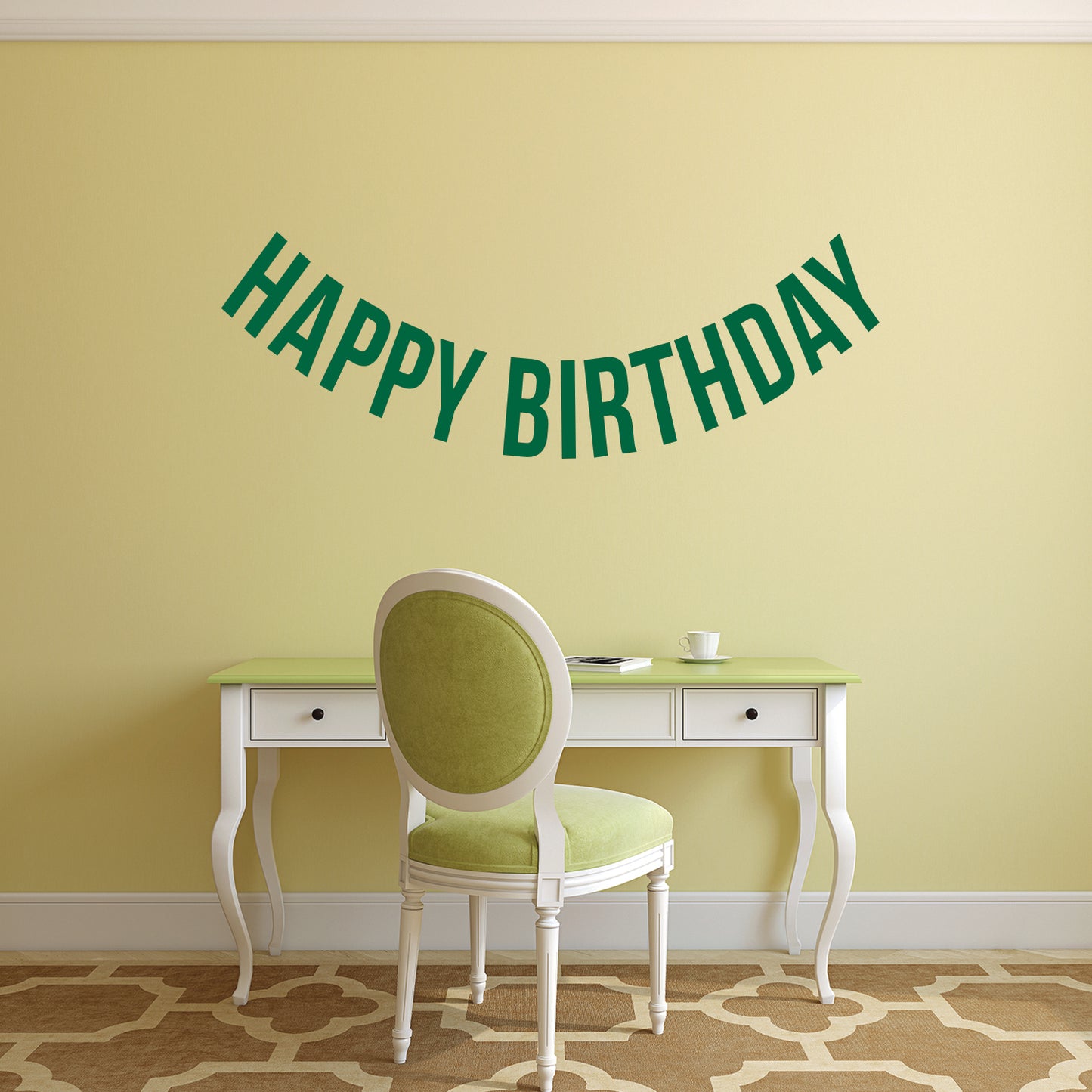 Vinyl Wall Art Decals - Happy Birthday - 16" x 45" - Best Wishes Celebrate Home Work Place Stencil Adhesives - Fun Happy Decal for Office Living Room Bedroom Dorm Room Decor