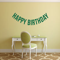 Vinyl Wall Art Decals - Happy Birthday - 16" x 45" - Best Wishes Celebrate Home Work Place Stencil Adhesives - Fun Happy Decal for Office Living Room Bedroom Dorm Room Decor