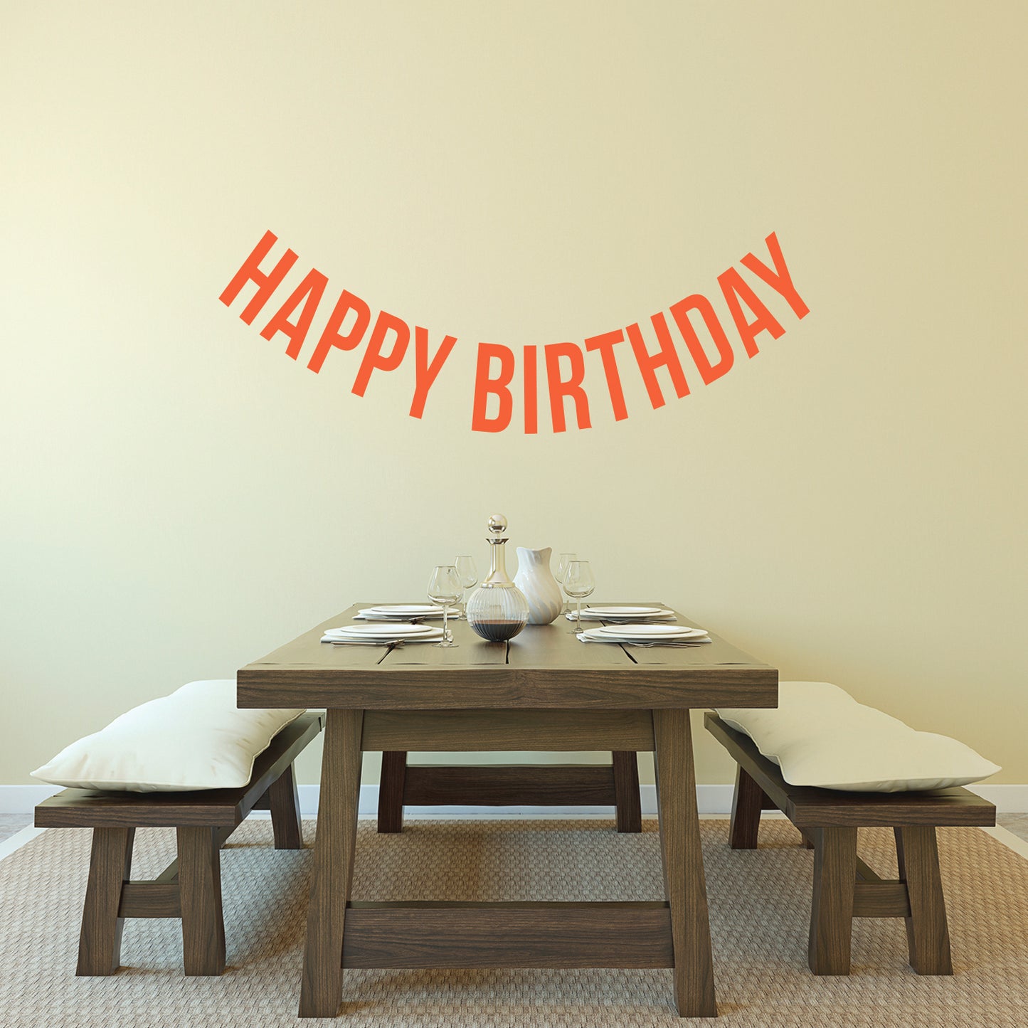 Vinyl Wall Art Decals - Happy Birthday - 16" x 45" - Best Wishes Celebrate Home Work Place Stencil Adhesives - Fun Happy Decal for Office Living Room Bedroom Dorm Room Decor