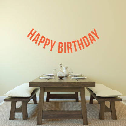 Vinyl Wall Art Decals - Happy Birthday - 16" x 45" - Best Wishes Celebrate Home Work Place Stencil Adhesives - Fun Happy Decal for Office Living Room Bedroom Dorm Room Decor