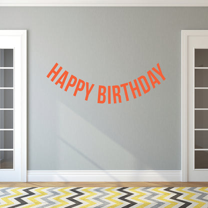 Vinyl Wall Art Decals - Happy Birthday - 16" x 45" - Best Wishes Celebrate Home Work Place Stencil Adhesives - Fun Happy Decal for Office Living Room Bedroom Dorm Room Decor