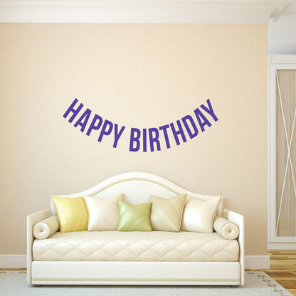 Vinyl Wall Art Decals - Happy Birthday - 16" x 45" - Best Wishes Celebrate Home Work Place Stencil Adhesives - Fun Happy Decal for Office Living Room Bedroom Dorm Room Decor