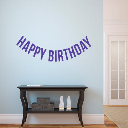 Vinyl Wall Art Decals - Happy Birthday - 16" x 45" - Best Wishes Celebrate Home Work Place Stencil Adhesives - Fun Happy Decal for Office Living Room Bedroom Dorm Room Decor