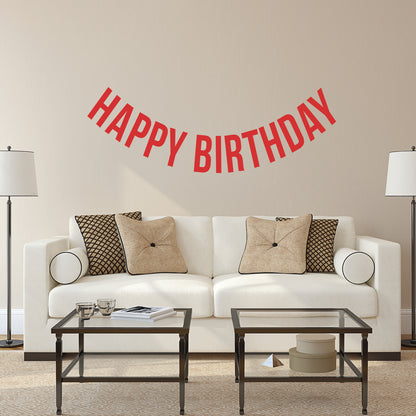 Vinyl Wall Art Decals - Happy Birthday - 16" x 45" - Best Wishes Celebrate Home Work Place Stencil Adhesives - Fun Happy Decal for Office Living Room Bedroom Dorm Room Decor