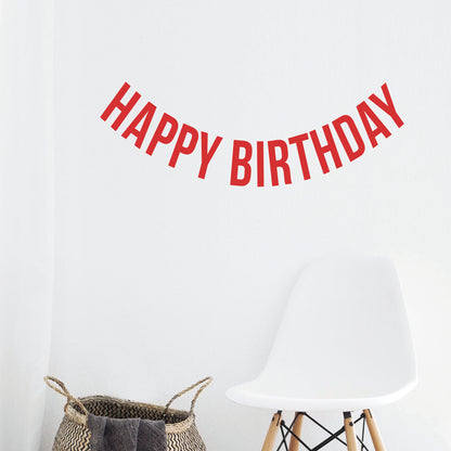 Vinyl Wall Art Decals - Happy Birthday - 16" x 45" - Best Wishes Celebrate Home Work Place Stencil Adhesives - Fun Happy Decal for Office Living Room Bedroom Dorm Room Decor