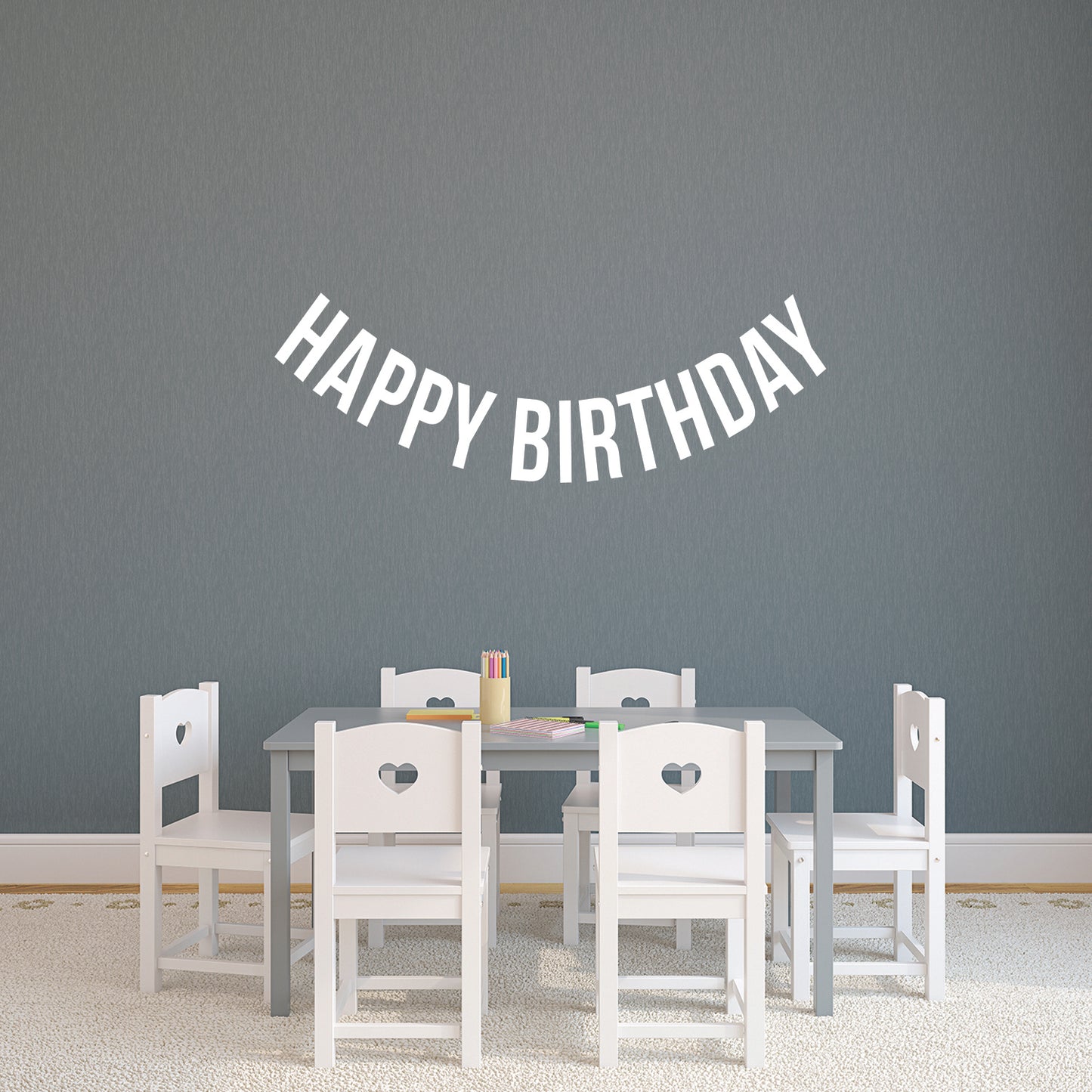 Vinyl Wall Art Decals - Happy Birthday - 16" x 45" - Best Wishes Celebrate Home Work Place Stencil Adhesives - Fun Happy Decal for Office Living Room Bedroom Dorm Room Decor