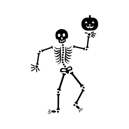 Vinyl Wall Art Decal - Happy Skeleton - 34" x 23" - Fun Spooky Halloween Seasonal Decoration Sticker - Kids Teens Adults Indoor Outdoor Wall Door Window Living Room Office Decor