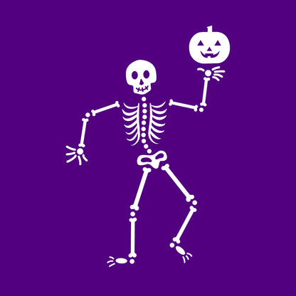 Vinyl Wall Art Decal - Happy Skeleton - 34" x 23" - Fun Spooky Halloween Seasonal Decoration Sticker - Kids Teens Adults Indoor Outdoor Wall Door Window Living Room Office Decor