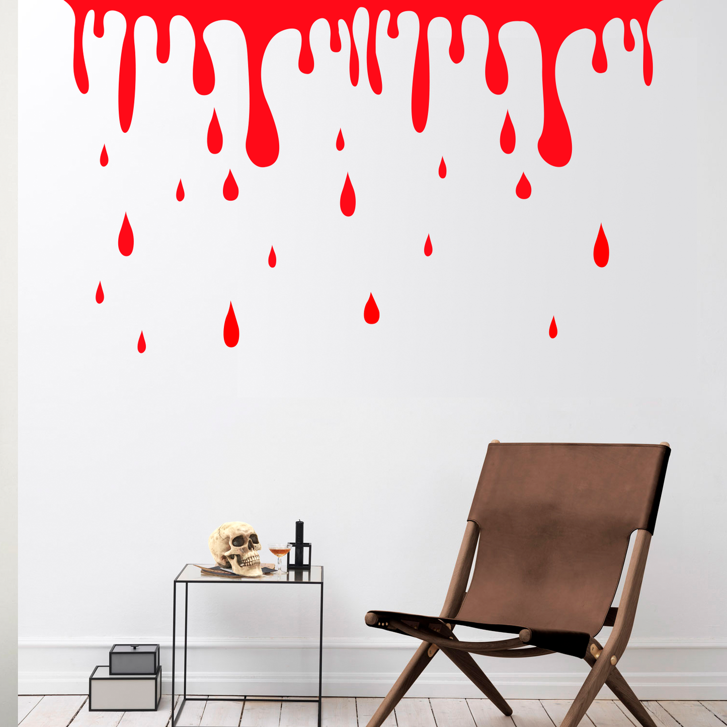 Halloween Wall Decals - Blood Dripping Vinyl Sticker - Removable Wall Decal Peel and Stick Indoor Outdoor Halloween Decorations for Home, Living Room, Office, School, Doors and Windows