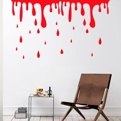 Halloween Wall Decals - Blood Dripping Vinyl Sticker - Removable Wall Decal Peel and Stick Indoor Outdoor Halloween Decorations for Home, Living Room, Office, School, Doors and Windows