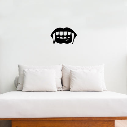 Vinyl Wall Art Decal - Vampire Teeth - 6" x 10" - Fun Spooky Halloween Goth Decoration Sticker - Kids Teens Adults Indoor Outdoor Wall Door Window Living Room Office Decor