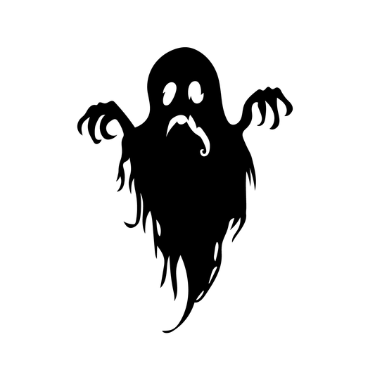 Vinyl Wall Art Decal - Sad Ghost - 27" x 20" - Fun Spooky Halloween Seasonal Movie Props Sticker - Kids Teens Adults Indoor Outdoor Wall Door Window Living Room Office Decor