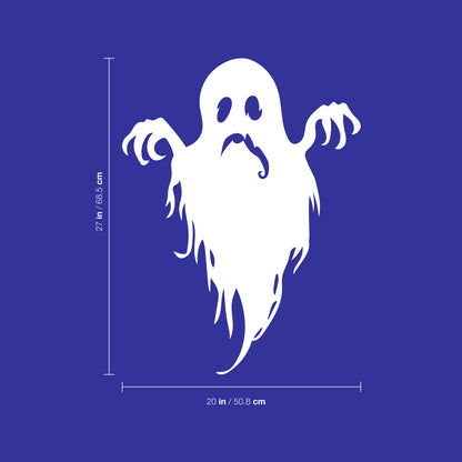 Vinyl Wall Art Decal - Sad Ghost - 27" x 20" - Fun Spooky Halloween Seasonal Movie Props Sticker - Kids Teens Adults Indoor Outdoor Wall Door Window Living Room Office Decor