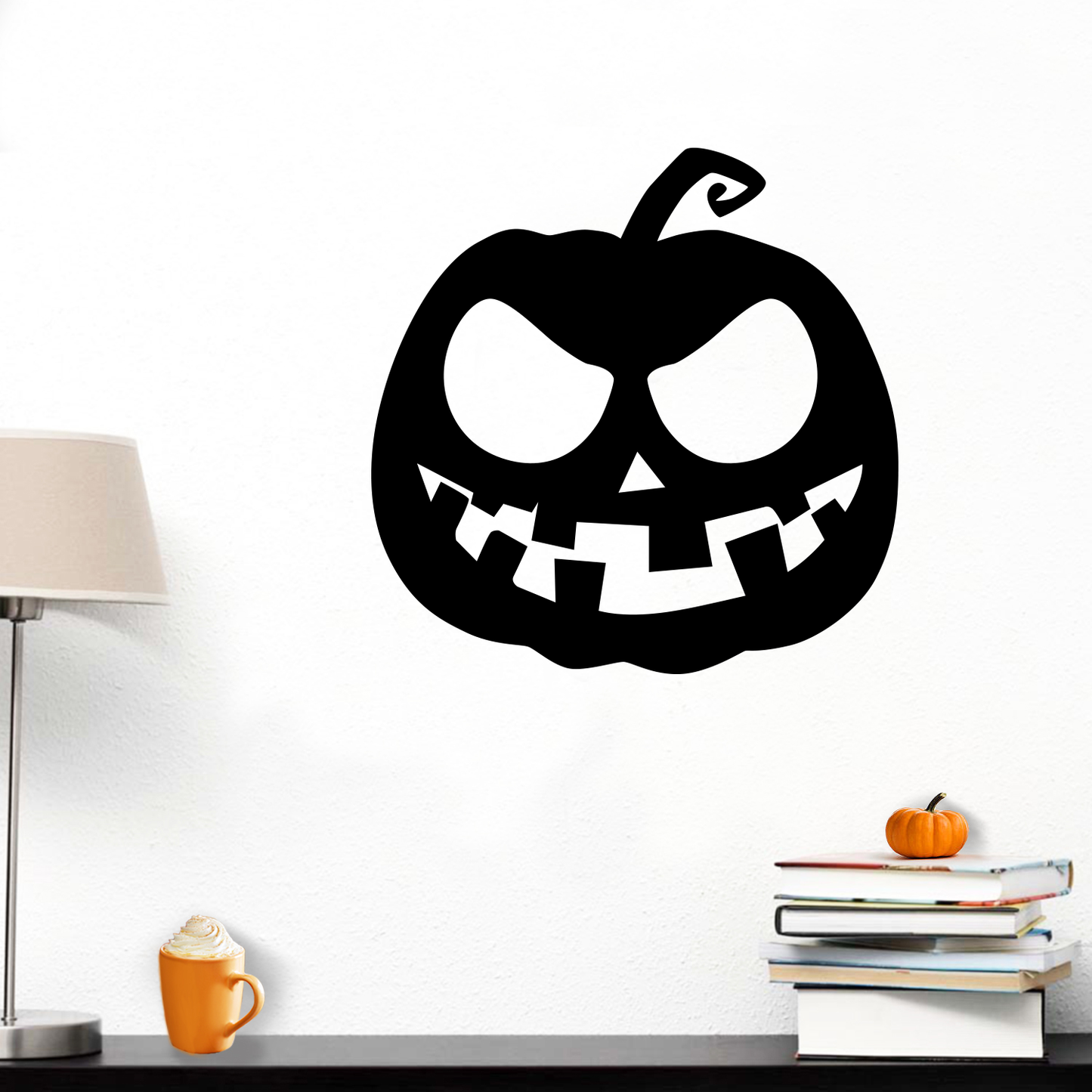 Vinyl Wall Art Decal - Scary Pumpkin - 23" x 23" - Fun Spooky Halloween Seasonal Decoration Sticker - Fall Season Indoor Outdoor Wall Door Window Living Room Office Decor