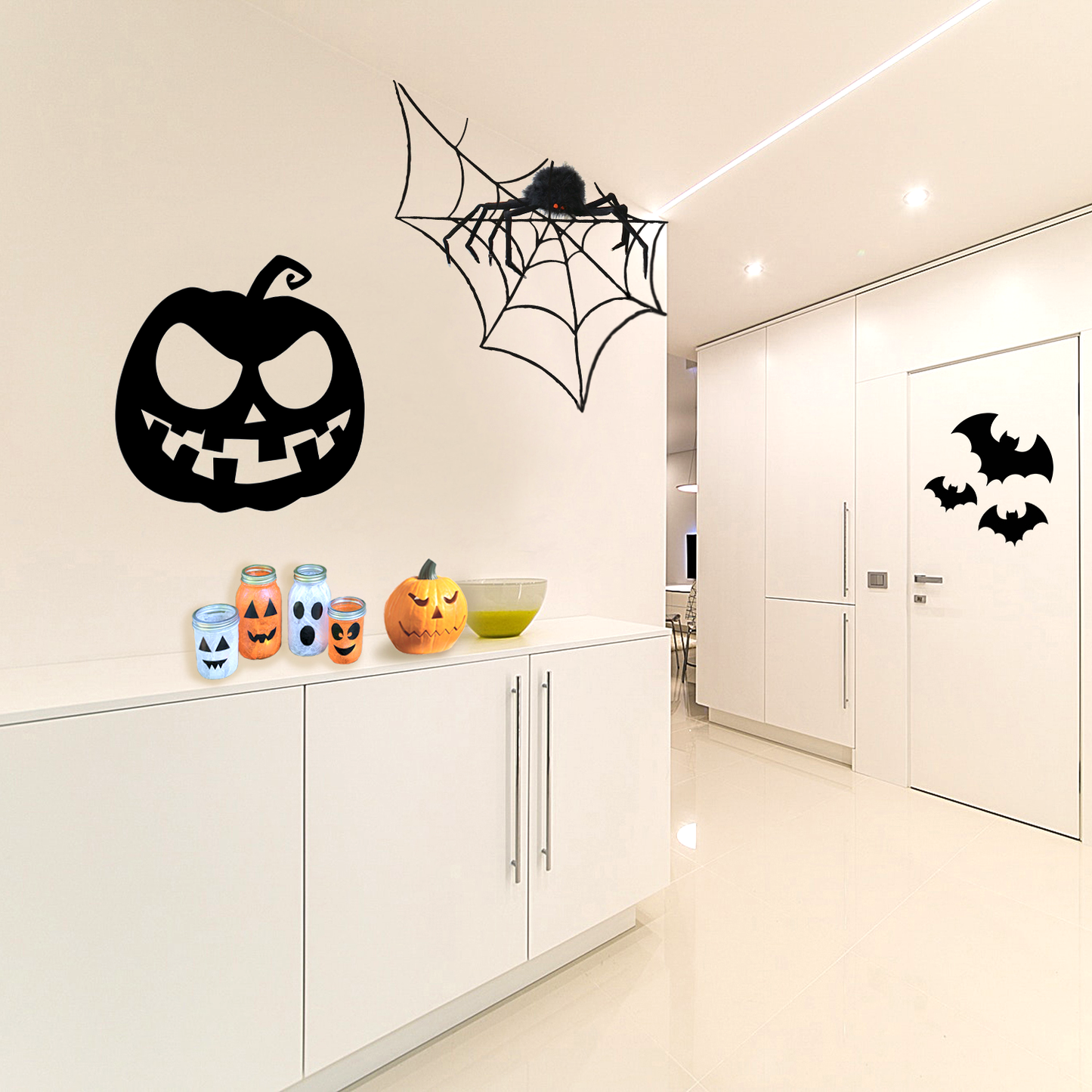 Vinyl Wall Art Decal - Scary Pumpkin - 23" x 23" - Fun Spooky Halloween Seasonal Decoration Sticker - Fall Season Indoor Outdoor Wall Door Window Living Room Office Decor