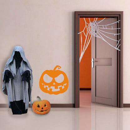 Vinyl Wall Art Decal - Scary Pumpkin - 23" x 23" - Fun Spooky Halloween Seasonal Decoration Sticker - Fall Season Indoor Outdoor Wall Door Window Living Room Office Decor