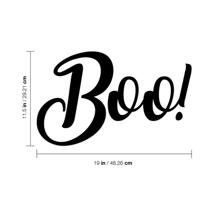 Vinyl Wall Art Decal - Boo - 11.5" x 19" - Fun Brush Lettering Halloween Seasonal Decoration Sticker - Teens Adults Indoor Outdoor Wall Door Window Living Room Office Decor