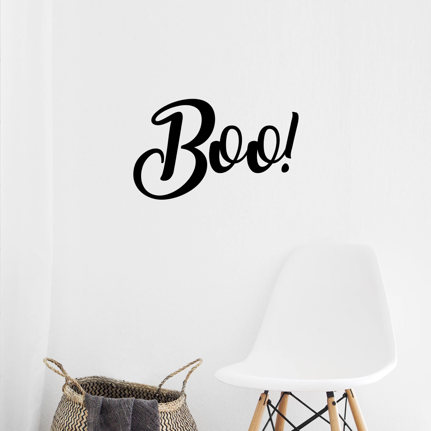 Vinyl Wall Art Decal - Boo - 11.5" x 19" - Fun Brush Lettering Halloween Seasonal Decoration Sticker - Teens Adults Indoor Outdoor Wall Door Window Living Room Office Decor