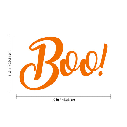 Vinyl Wall Art Decal - Boo - 11.5" x 19" - Fun Brush Lettering Halloween Seasonal Decoration Sticker - Teens Adults Indoor Outdoor Wall Door Window Living Room Office Decor