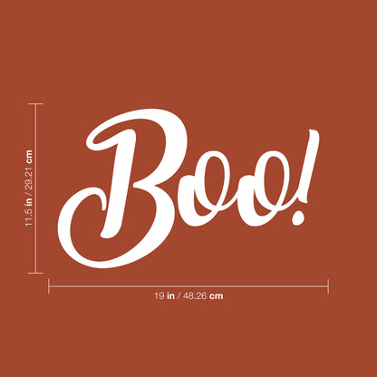 Vinyl Wall Art Decal - Boo - 11.5" x 19" - Fun Brush Lettering Halloween Seasonal Decoration Sticker - Teens Adults Indoor Outdoor Wall Door Window Living Room Office Decor