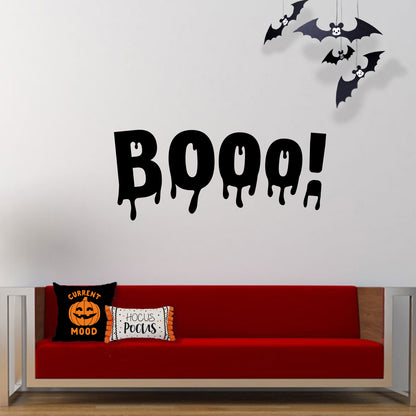 Vinyl Wall Art Decal - Booo - 22" x 51" - Fun Halloween Slimey Letters Seasonal Decoration Sticker - Kids Teens Adults Indoor Outdoor Wall Door Window Living Room Office Decor