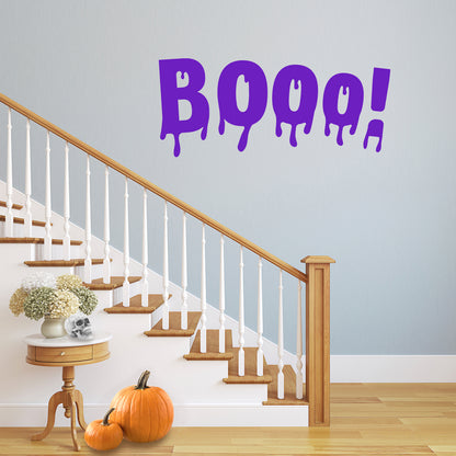 Vinyl Wall Art Decal - Booo - 22" x 51" - Fun Halloween Slimey Letters Seasonal Decoration Sticker - Kids Teens Adults Indoor Outdoor Wall Door Window Living Room Office Decor