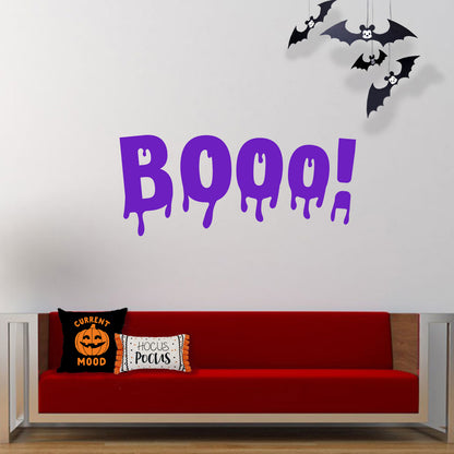 Vinyl Wall Art Decal - Booo - 22" x 51" - Fun Halloween Slimey Letters Seasonal Decoration Sticker - Kids Teens Adults Indoor Outdoor Wall Door Window Living Room Office Decor