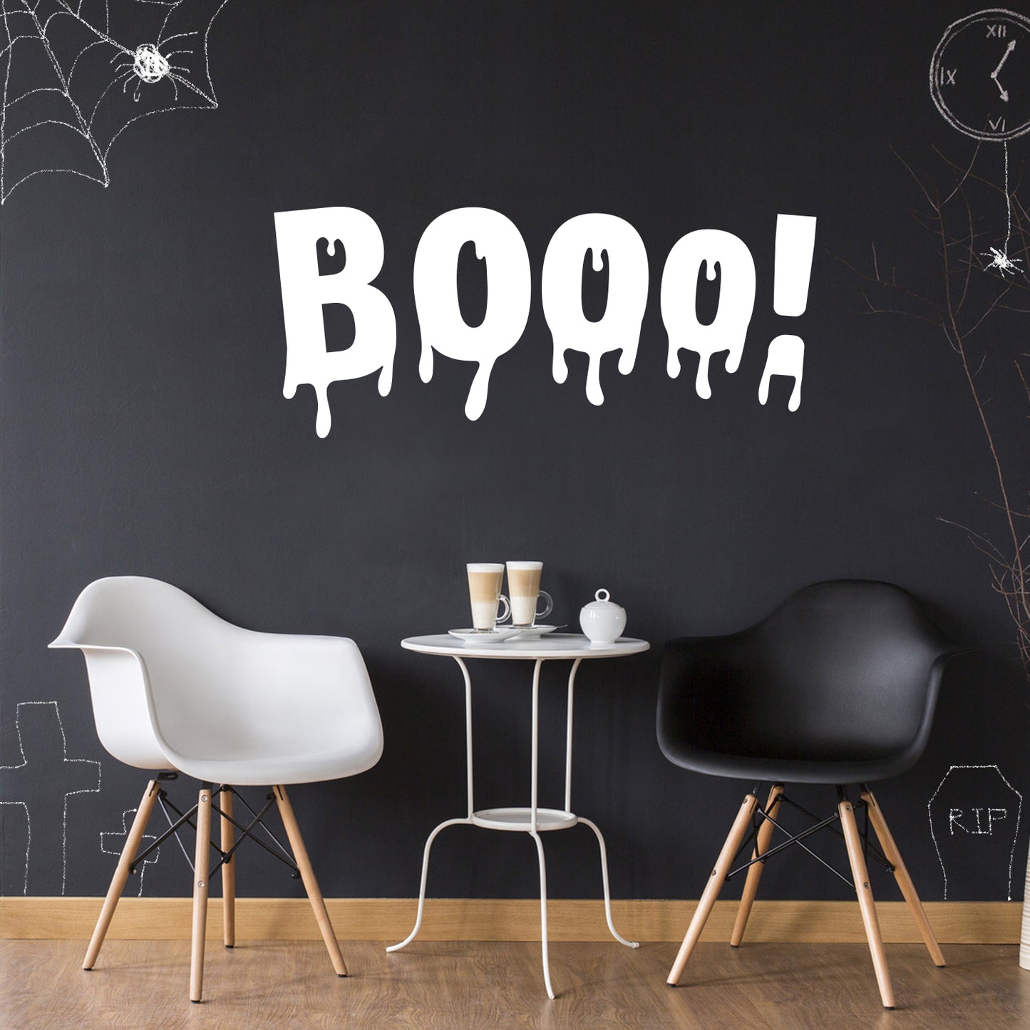 Vinyl Wall Art Decal - Booo - 22" x 51" - Fun Halloween Slimey Letters Seasonal Decoration Sticker - Kids Teens Adults Indoor Outdoor Wall Door Window Living Room Office Decor