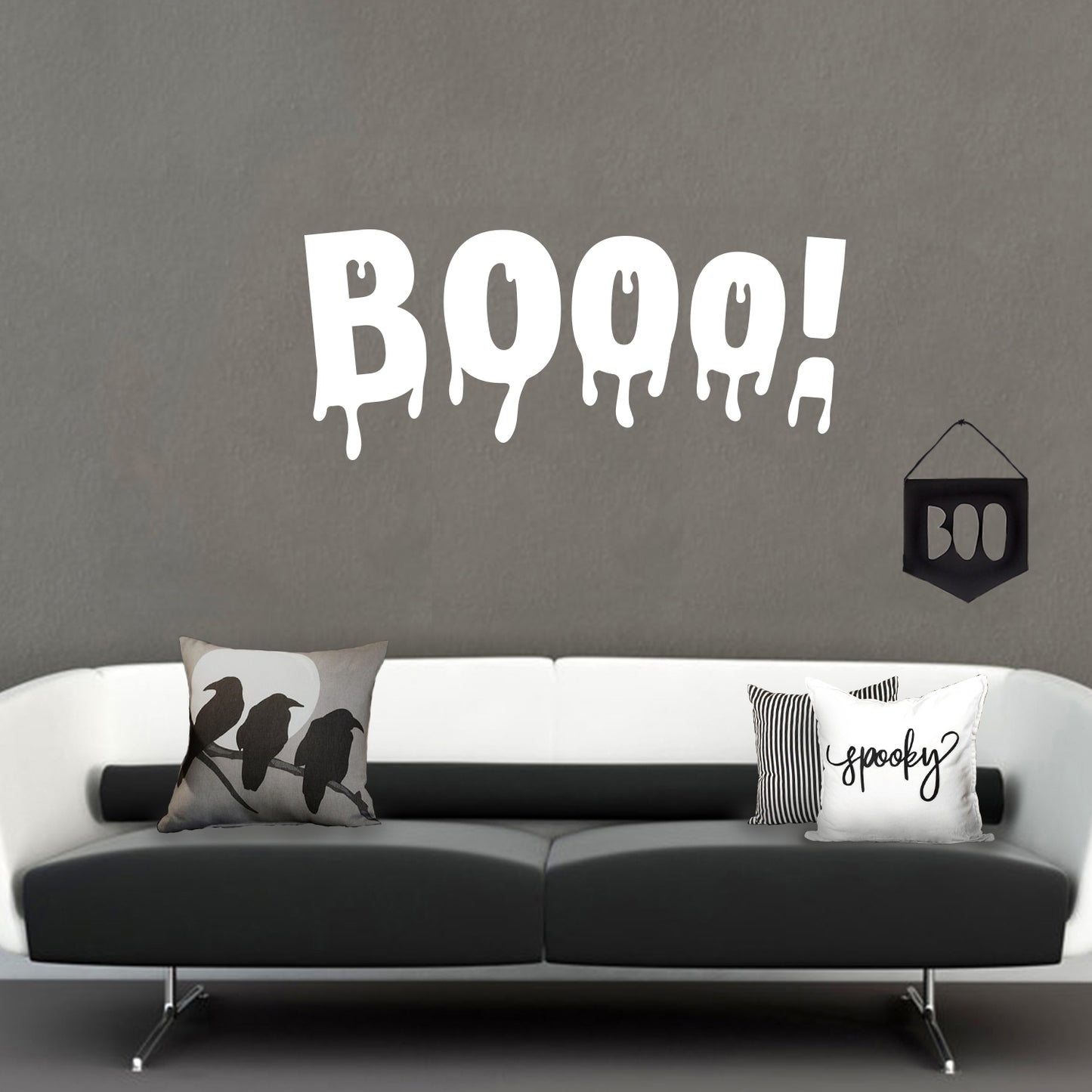 Vinyl Wall Art Decal - Booo - 22" x 51" - Fun Halloween Slimey Letters Seasonal Decoration Sticker - Kids Teens Adults Indoor Outdoor Wall Door Window Living Room Office Decor