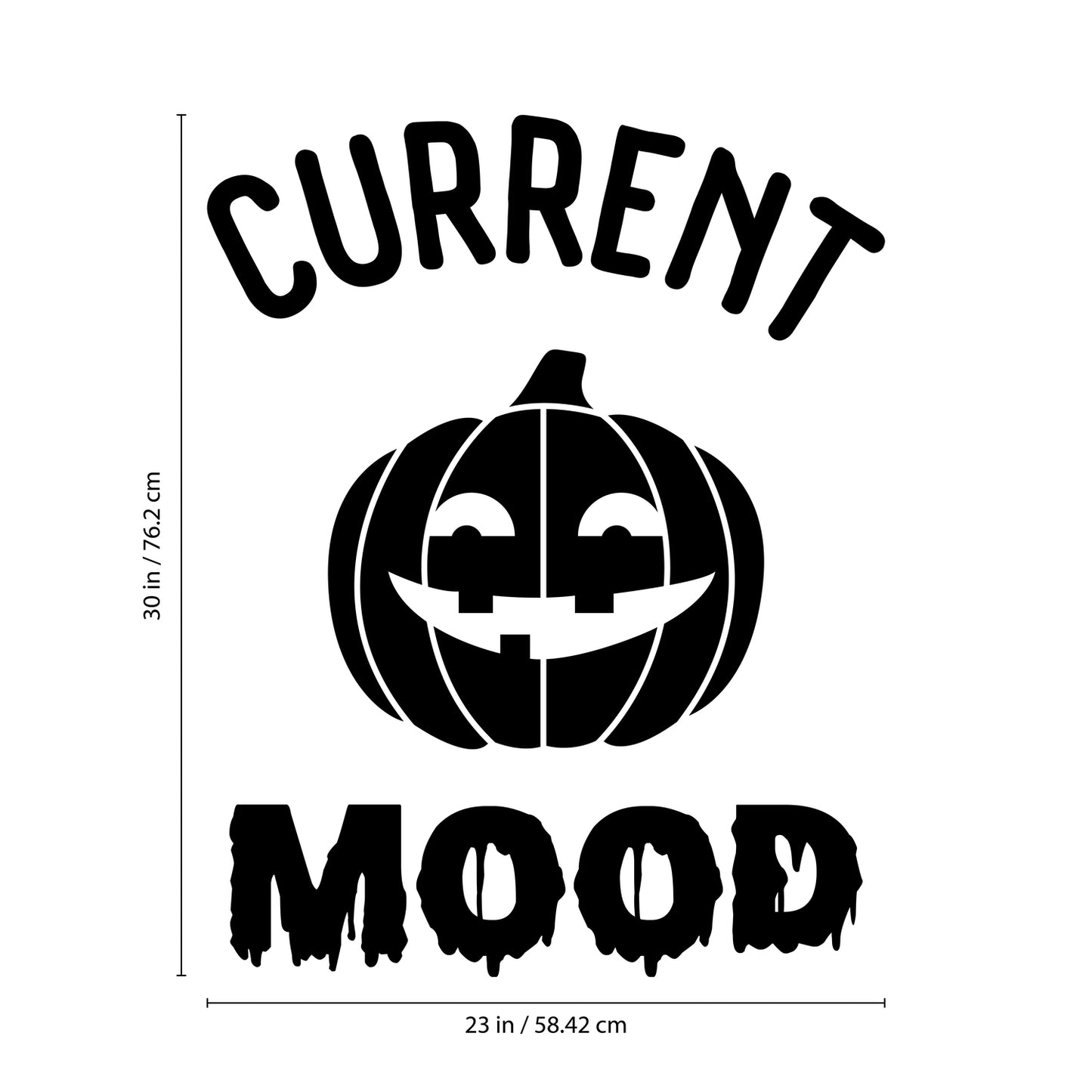 Vinyl Wall Art Decal - Current Mood Pumpkin - 30" x 23" - Halloween Seasonal Decoration Sticker - Kids Teens Adults Indoor Outdoor Wall Door Window Living Room Office Decor