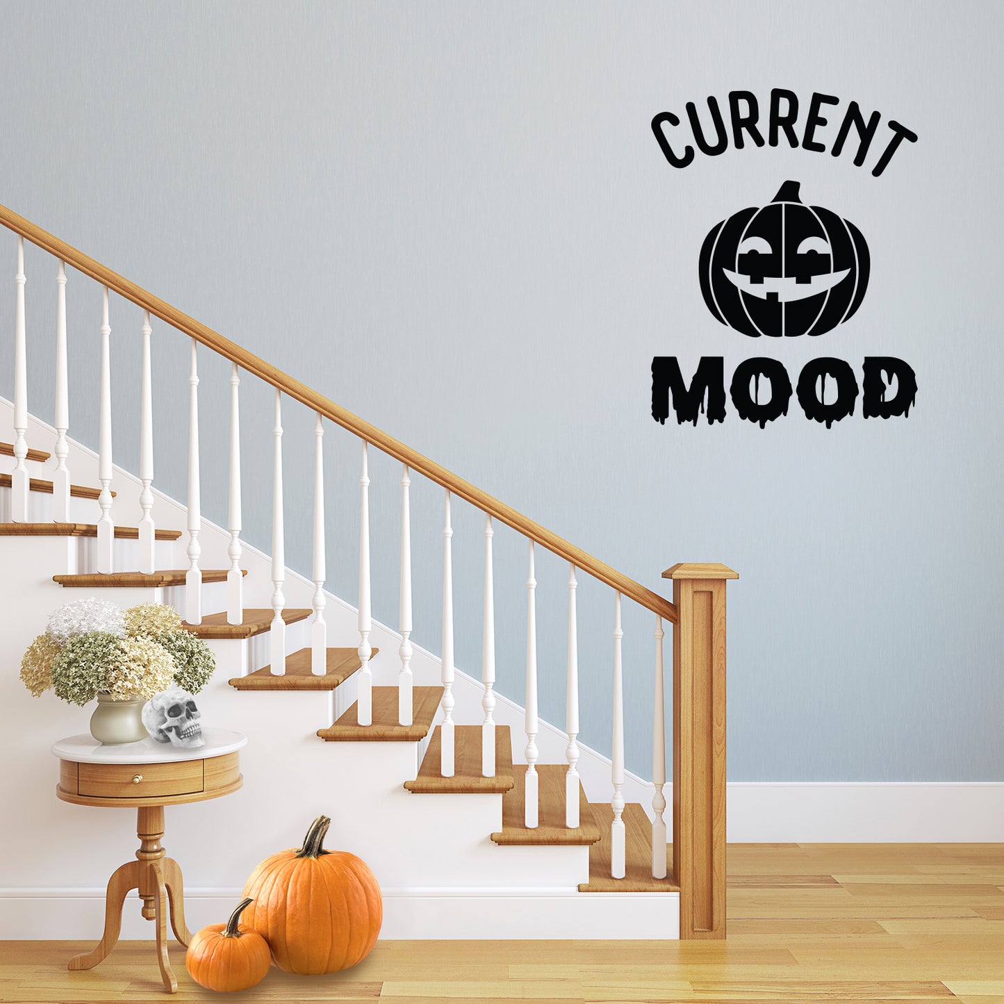 Vinyl Wall Art Decal - Current Mood Pumpkin - 30" x 23" - Halloween Seasonal Decoration Sticker - Kids Teens Adults Indoor Outdoor Wall Door Window Living Room Office Decor