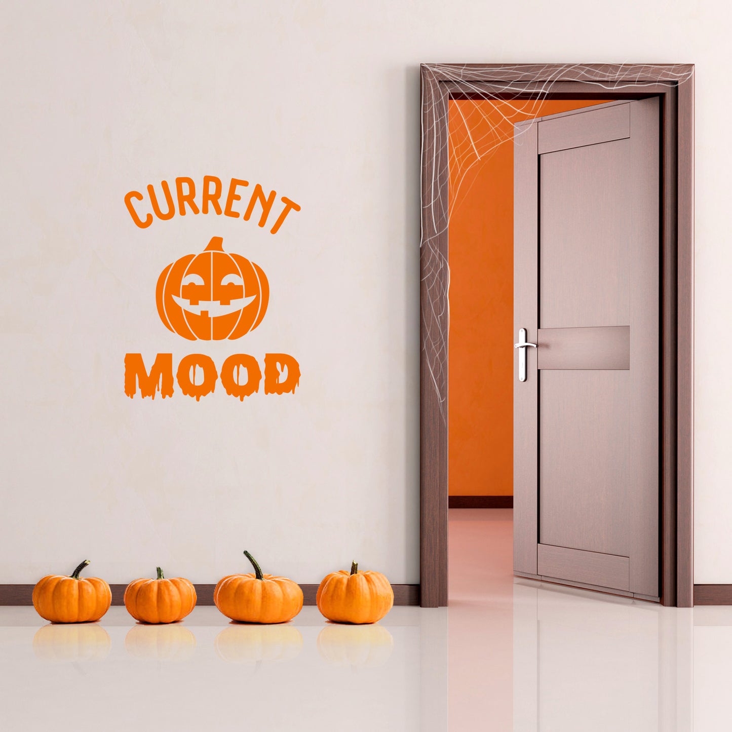 Vinyl Wall Art Decal - Current Mood Pumpkin - 30" x 23" - Halloween Seasonal Decoration Sticker - Kids Teens Adults Indoor Outdoor Wall Door Window Living Room Office Decor