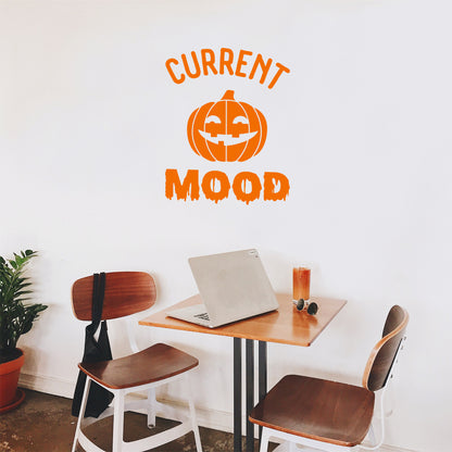 Vinyl Wall Art Decal - Current Mood Pumpkin - 30" x 23" - Halloween Seasonal Decoration Sticker - Kids Teens Adults Indoor Outdoor Wall Door Window Living Room Office Decor