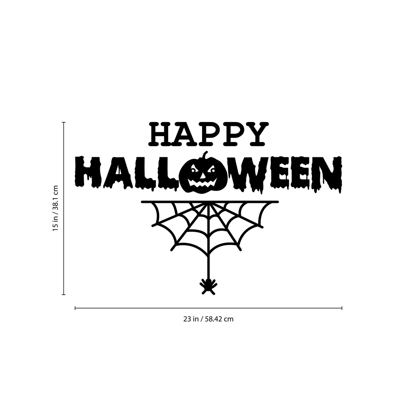 Vinyl Wall Art Decal - Happy Halloween with Spiderweb - 15" x 23" - Fun Halloween Season Decor Sticker - Kids Teens Adults Indoor Outdoor Wall Door Window Living Room Office Decor