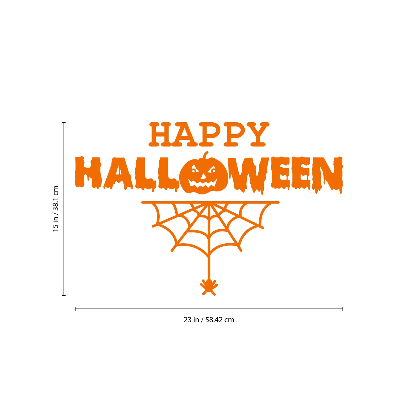 Vinyl Wall Art Decal - Happy Halloween with Spiderweb - 15" x 23" - Fun Halloween Season Decor Sticker - Kids Teens Adults Indoor Outdoor Wall Door Window Living Room Office Decor