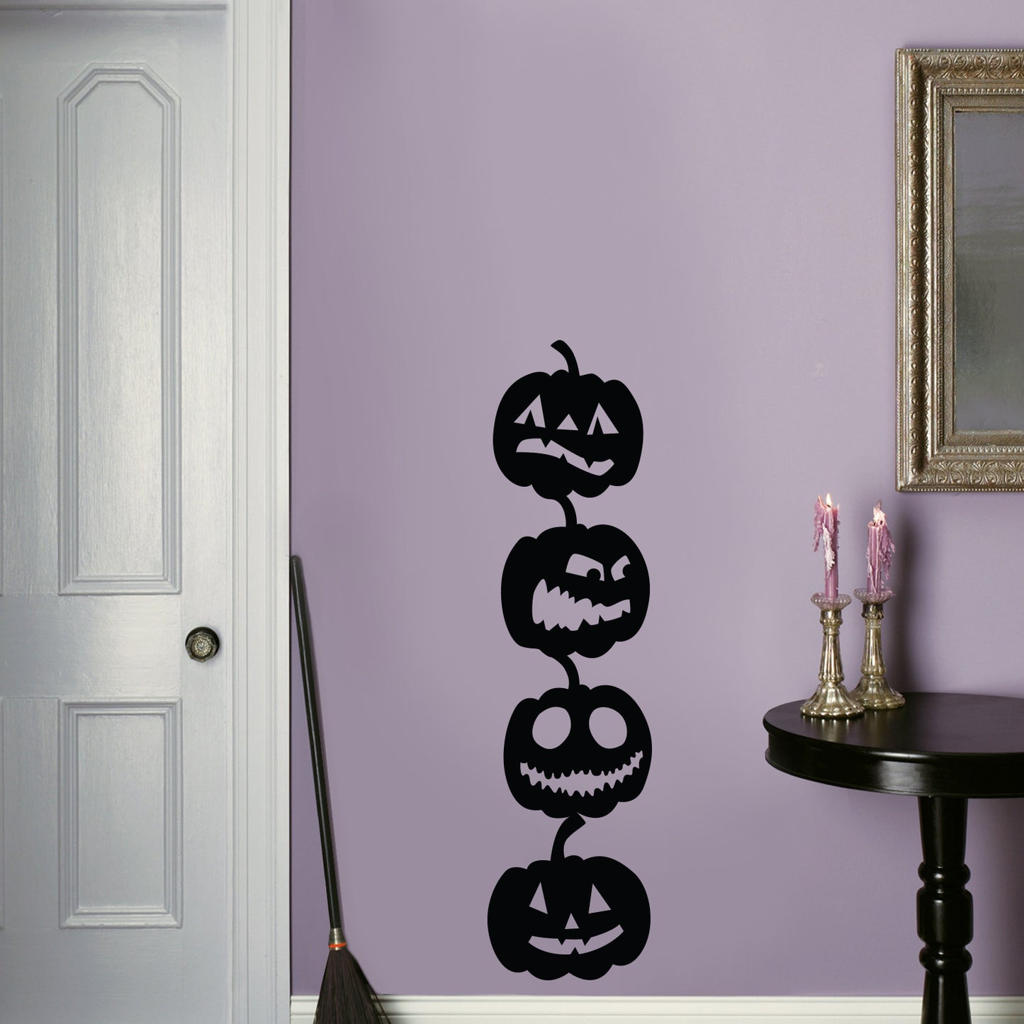 Vinyl Wall Art Decal - 4 Stacked Pumpkins - 21" x 80" - Spooky Halloween Season Decoration Sticker - Indoor Outdoor Wall Door Living Room Bedroom Home Office Apartment Decor