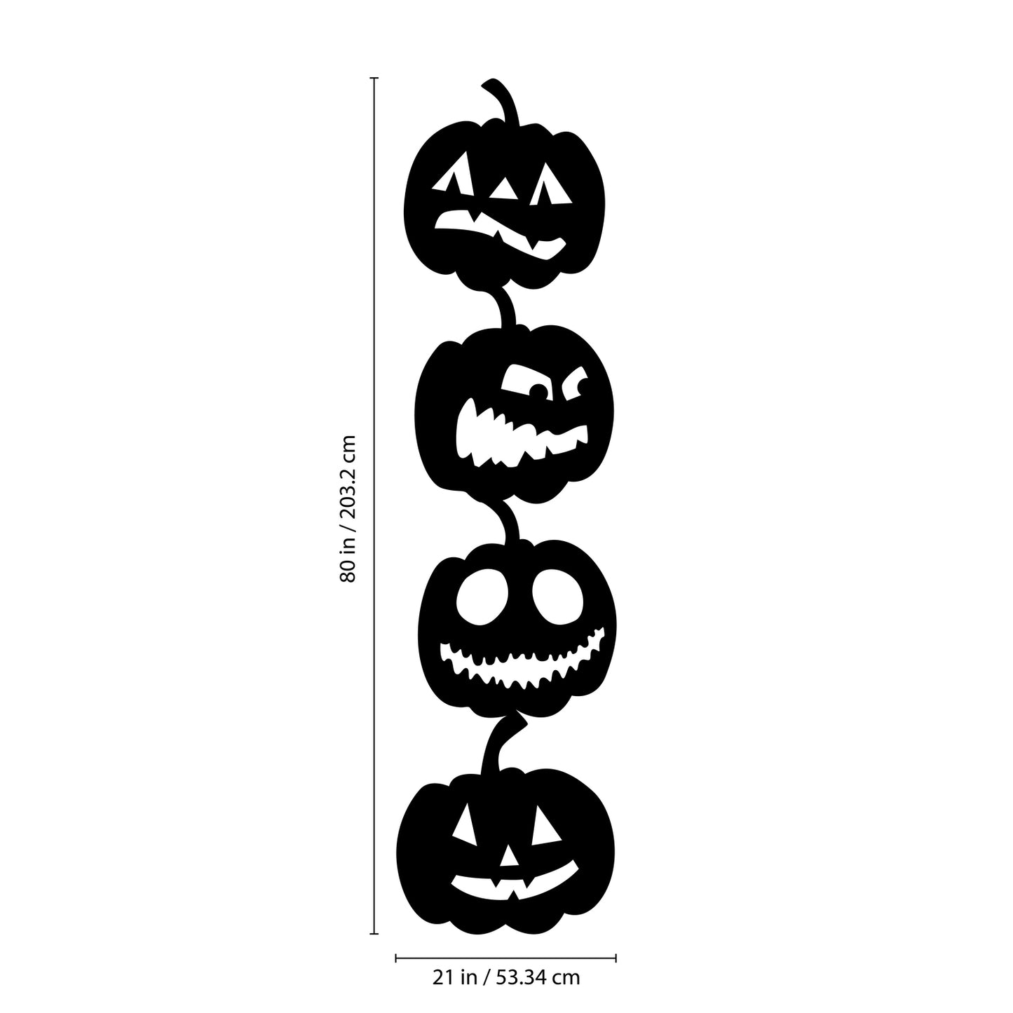 Vinyl Wall Art Decal - 4 Stacked Pumpkins - 21" x 80" - Spooky Halloween Season Decoration Sticker - Indoor Outdoor Wall Door Living Room Bedroom Home Office Apartment Decor