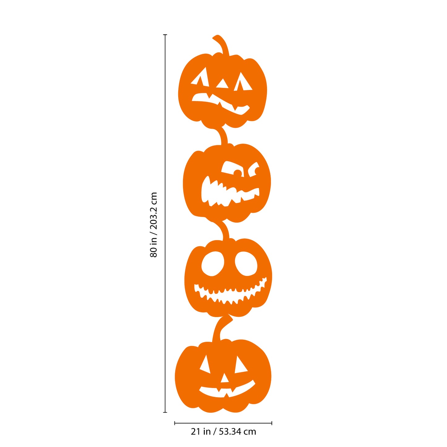 Vinyl Wall Art Decal - 4 Stacked Pumpkins - 21" x 80" - Spooky Halloween Season Decoration Sticker - Indoor Outdoor Wall Door Living Room Bedroom Home Office Apartment Decor