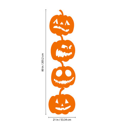 Vinyl Wall Art Decal - 4 Stacked Pumpkins - 21" x 80" - Spooky Halloween Season Decoration Sticker - Indoor Outdoor Wall Door Living Room Bedroom Home Office Apartment Decor