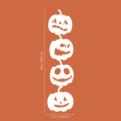 Vinyl Wall Art Decal - 4 Stacked Pumpkins - 21" x 80" - Spooky Halloween Season Decoration Sticker - Indoor Outdoor Wall Door Living Room Bedroom Home Office Apartment Decor