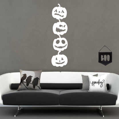 Vinyl Wall Art Decal - 4 Stacked Pumpkins - 21" x 80" - Spooky Halloween Season Decoration Sticker - Indoor Outdoor Wall Door Living Room Bedroom Home Office Apartment Decor