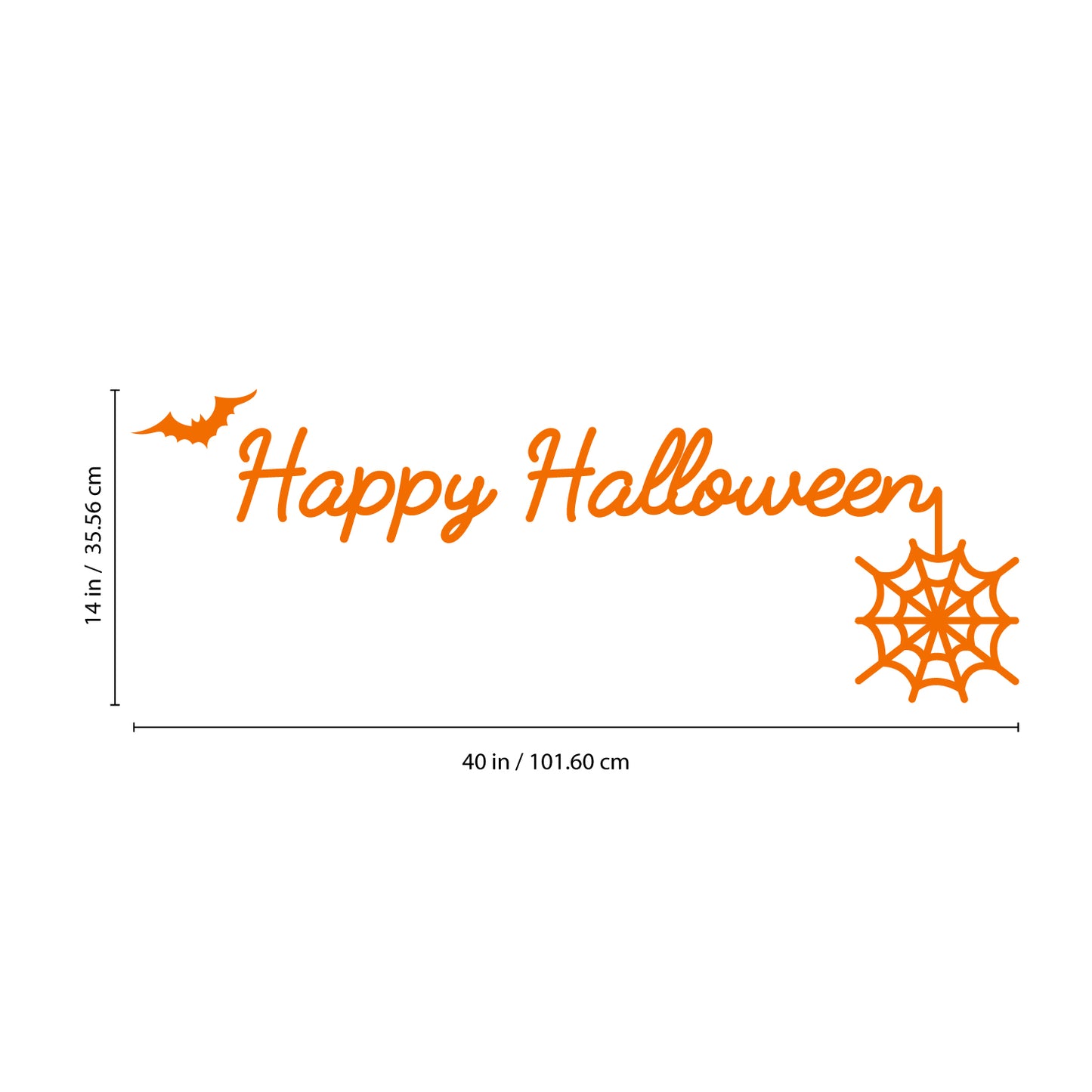 Halloween Wall Decals - Cursive Happy Halloween Vinyl Sticker - Removable Wall Decal Peel and Stick Outdoor Halloween Decorations for Home Office, Restaurant, School, Doors and Windows