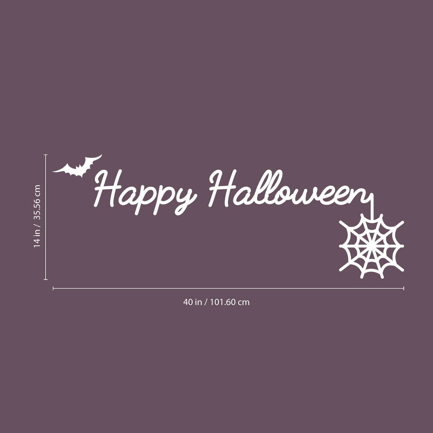 Halloween Wall Decals - Cursive Happy Halloween Vinyl Sticker - Removable Wall Decal Peel and Stick Outdoor Halloween Decorations for Home Office, Restaurant, School, Doors and Windows