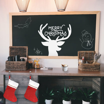 Vinyl Wall Art Decal - Merry Christmas Reindeer - 22" x 23" - Christmas Holiday Seasonal Decoration Sticker - Indoor Outdoor Window Home Living Room Bedroom Apartment Office Door