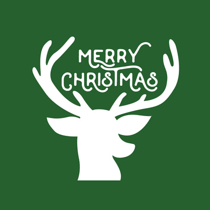 Vinyl Wall Art Decal - Merry Christmas Reindeer - 22" x 23" - Christmas Holiday Seasonal Decoration Sticker - Indoor Outdoor Window Home Living Room Bedroom Apartment Office Door