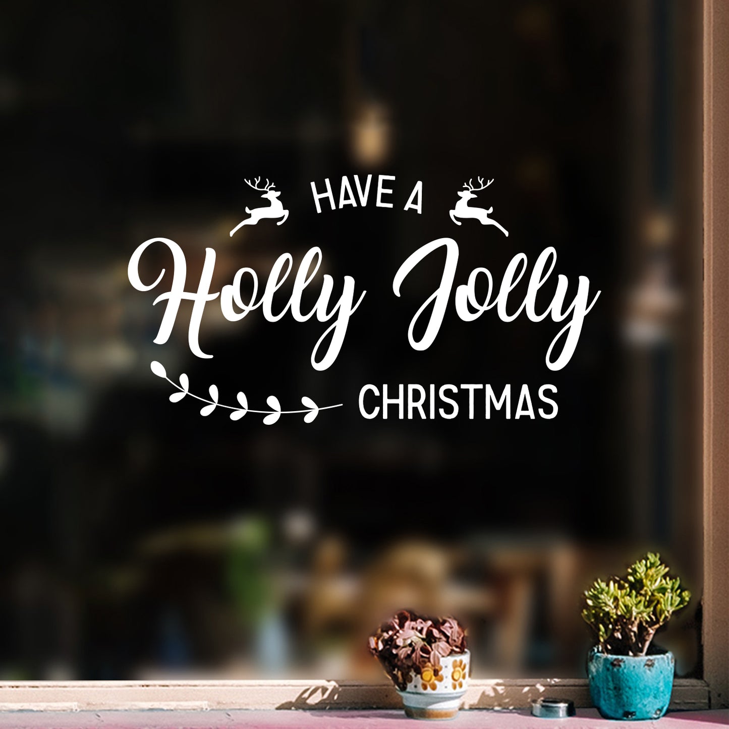 Vinyl Wall Art Decal - Have A Holly Jolly Christmas - 12" x 23" - Christmas Holiday Seasonal Decoration Sticker - Indoor Outdoor Home Office Wall Door Window Bedroom Workplace Decor Decals