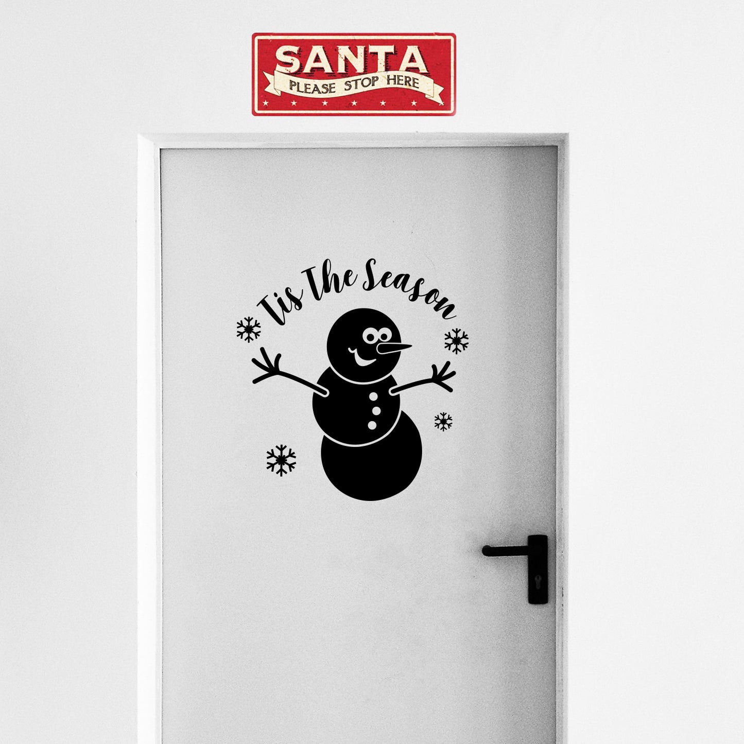 Vinyl Wall Art Decal - Tis The Season Snowman - 23" x 22" - Christmas Holiday Seasonal Decoration Sticker - Indoor Outdoor Home Office Wall Door Window Bedroom Workplace Decor Decals