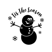 Vinyl Wall Art Decal - Tis The Season Snowman - 23" x 22" - Christmas Holiday Seasonal Decoration Sticker - Indoor Outdoor Home Office Wall Door Window Bedroom Workplace Decor Decals